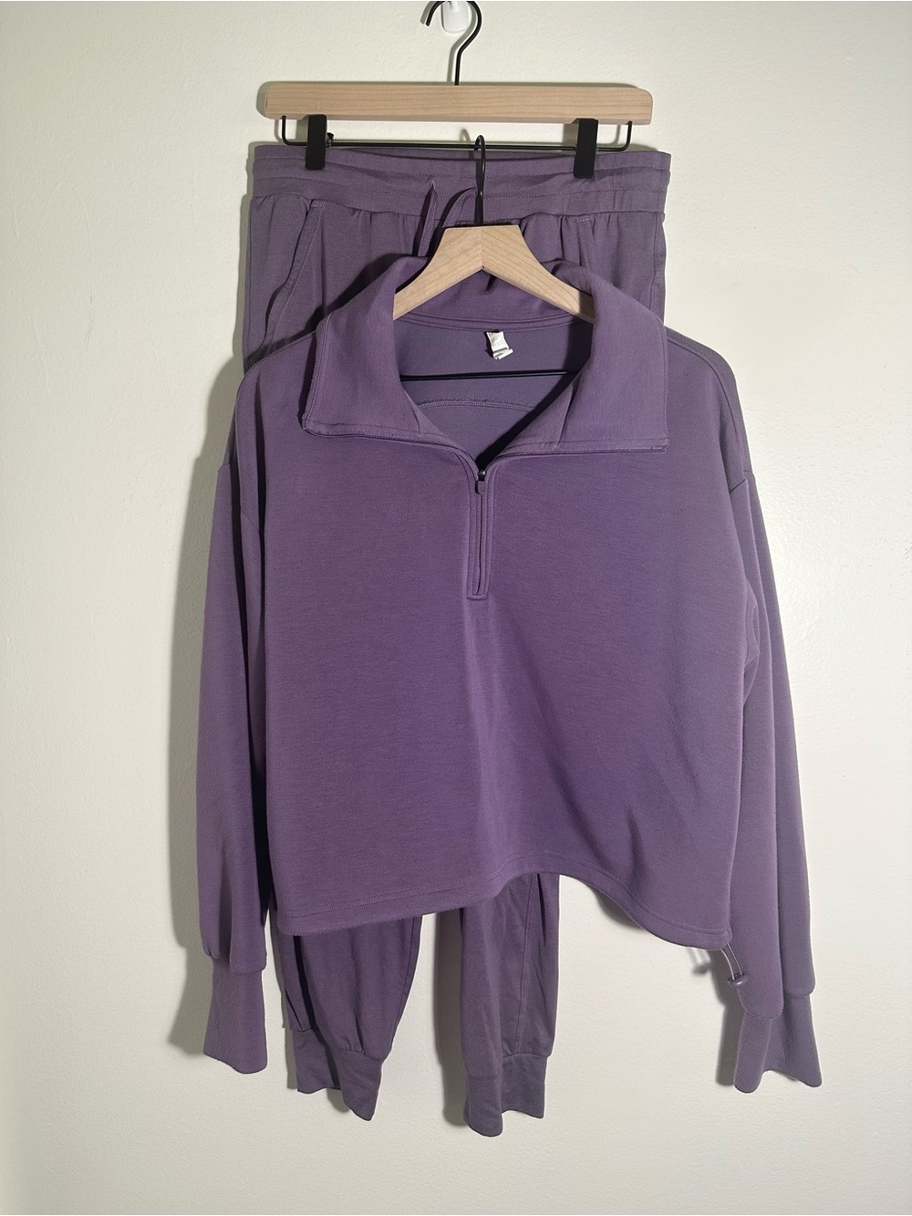 Zella Purple Quarter-Zip Sweatshirt and Joggers Set